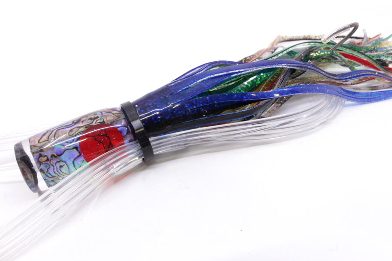 Bonze Lures Paua Shell Red Eyes #2 The Heat 9" 3.2oz Skirted Blue/Green-Gold Pre-Rigged