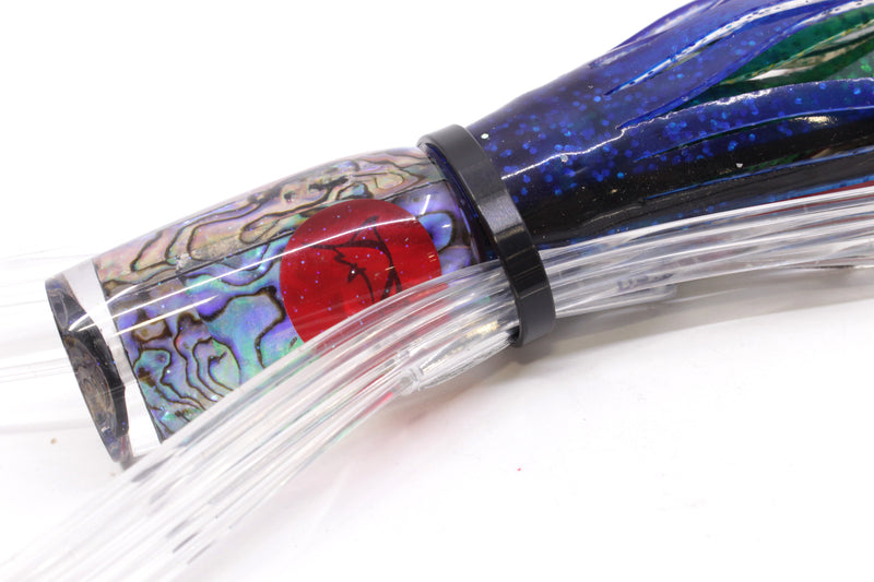 Bonze Lures Paua Shell Red Eyes #2 The Heat 9" 3.2oz Skirted Blue/Green-Gold Pre-Rigged