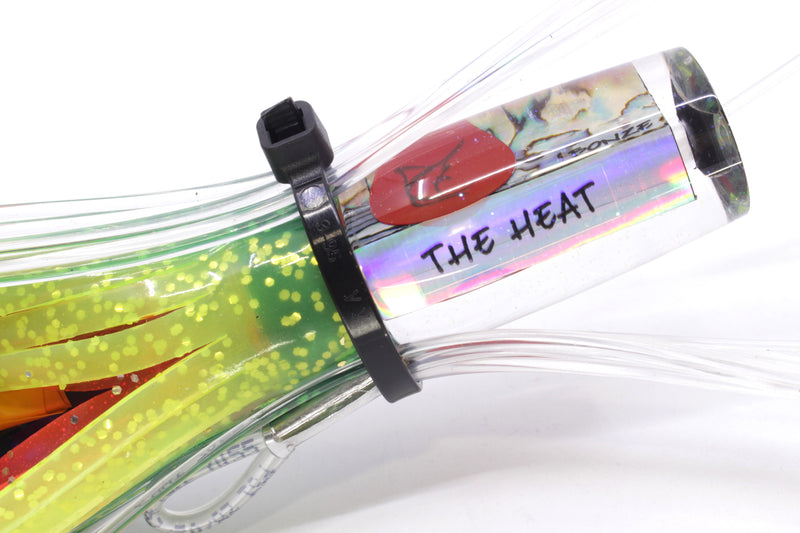 Bonze Lures Paua Shell Red Eyes #3 The Heat 9" 3.2oz Skirted Black-Green-Yellow Pre-Rigged