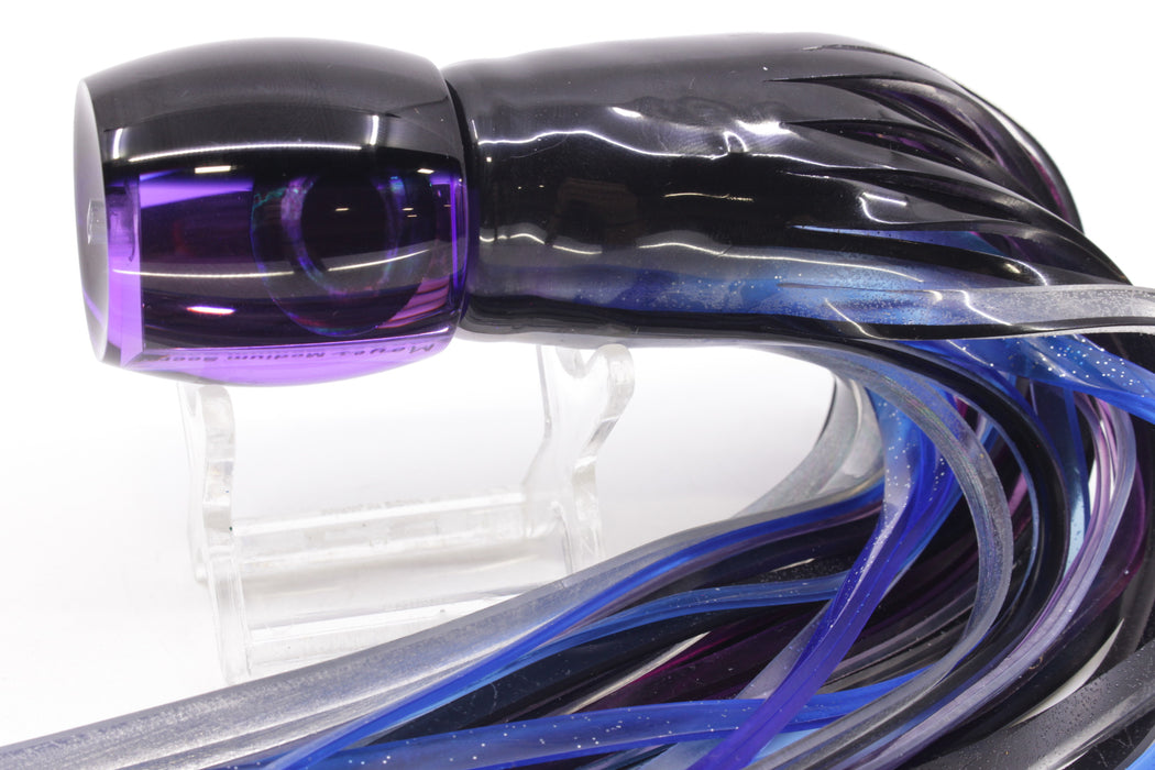 Moyes Lures Purple Mirrored Black Back Medium Secret 10" 5oz Skirted Black Skipjack