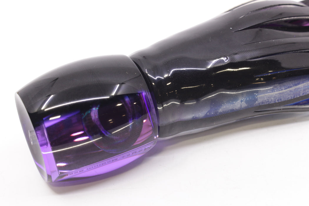 Moyes Lures Purple Mirrored Black Back Medium Secret 10" 5oz Skirted Black Skipjack