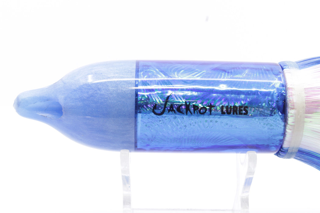 Jackpot Lures Blue Pearl Rainbow 4-Hole Big Blue 12" 14oz Strobez White-Blue Stripes