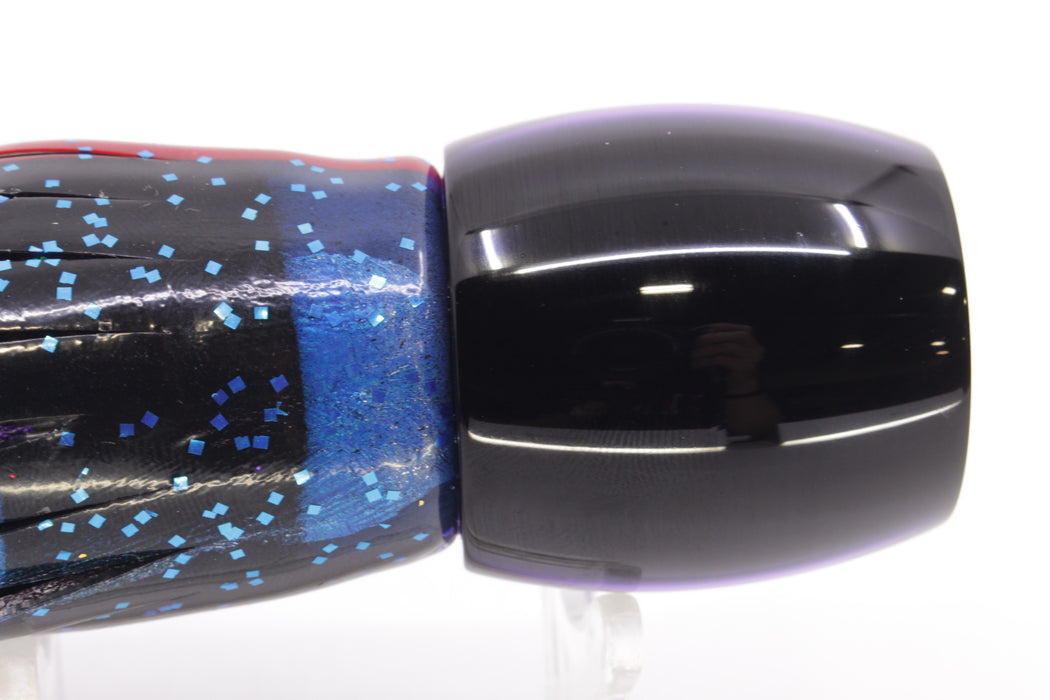 Moyes Lures Purple MOP Black Back Medium Secret 10" 5oz Skirted Black & Blue Bars-Purple