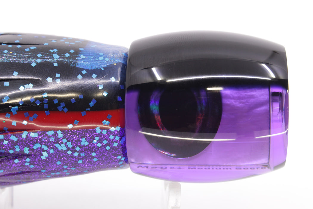 Moyes Lures Purple MOP Black Back Medium Secret 10" 5oz Skirted Black & Blue Bars-Purple