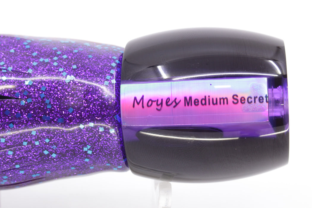 Moyes Lures Purple MOP Black Back Medium Secret 10" 5oz Skirted Black & Blue Bars-Purple
