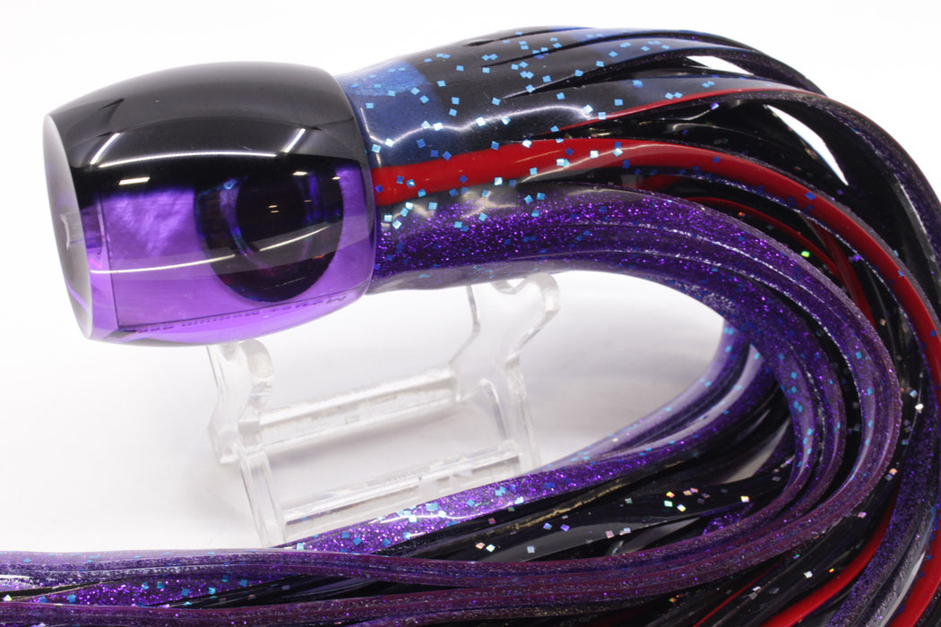 Moyes Lures Purple MOP Black Back Medium Secret 10" 5oz Skirted Black & Blue Bars-Purple