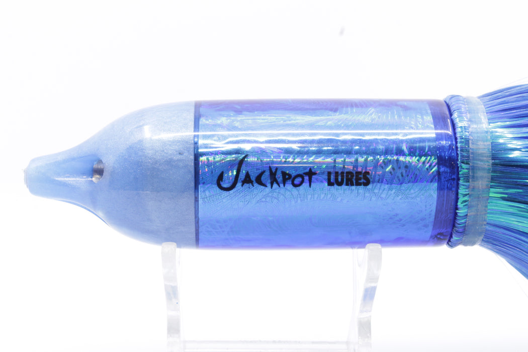 Jackpot Lures Blue Pearl Nose Rainbow 4-Hole Big Blue 12" 14oz Strobez Blue-White