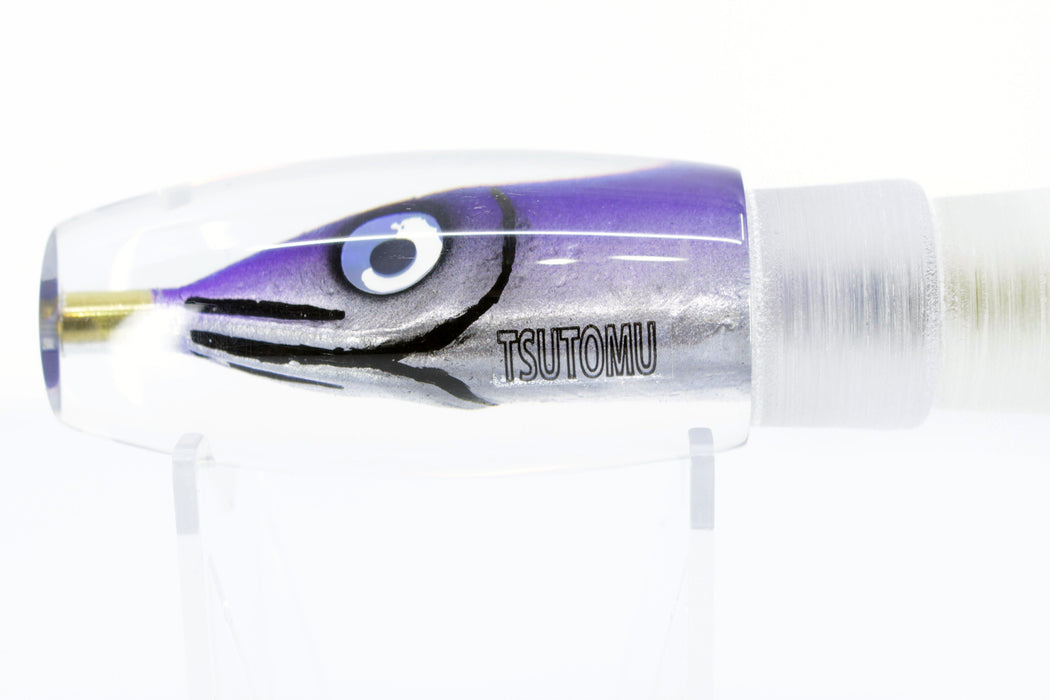 Tsutomu Lures Purple-Silver Fish Head Rainbow Eyes Moke Invert 9" 5oz