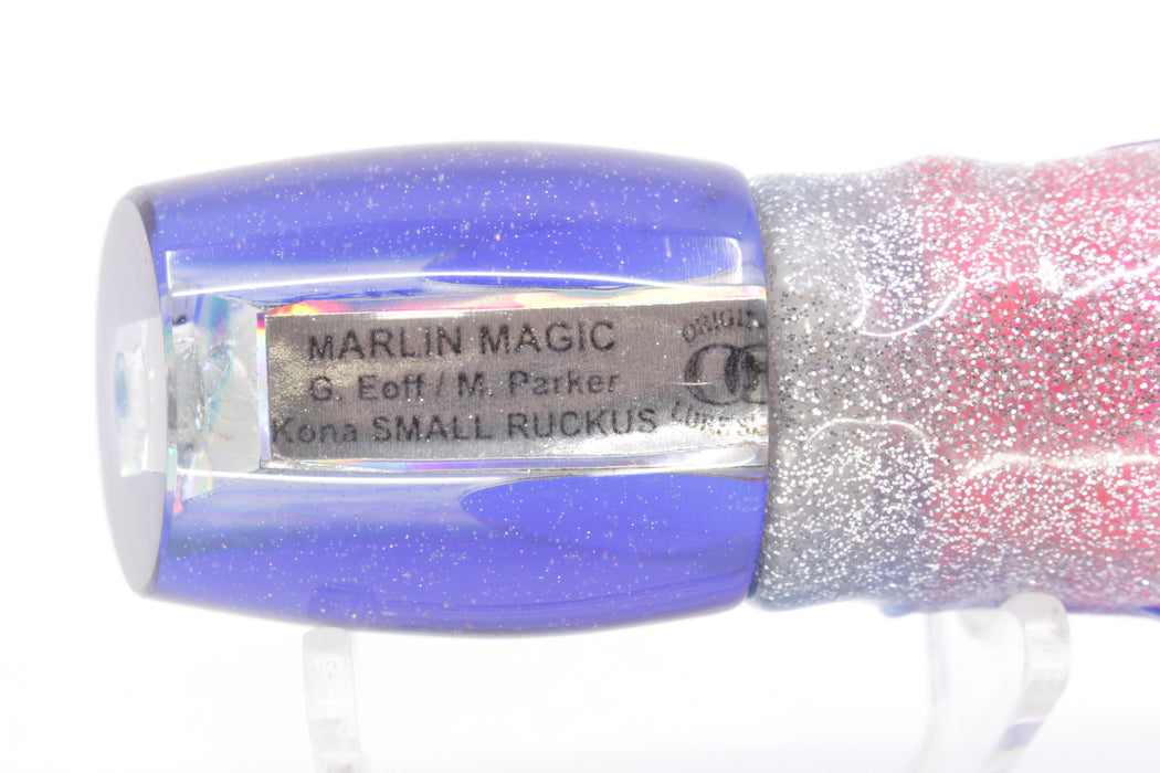Marlin Magic White Awabi Blue Back Taxi Eyes Small Ruckus 9" 5oz Skirted Blue-Silver/Pink