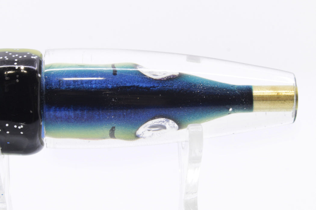 Tsutomu Lures Black-Blue-Yellow Fish Head Poke Invert 6" 3.2oz Skirted Black-Blue