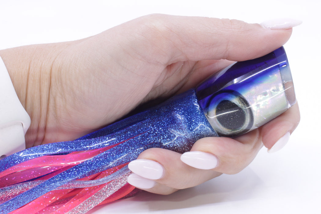 Marlin Magic White Awabi Blue Back Taxi Eyes Small Ruckus 9" 5oz Skirted Blue-Silver/Pink