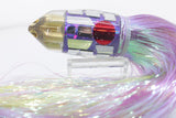 Tanigawa Lures Purple Rainbow Cracked Glass 4-Hole Bullet 9"+ 9oz Flashabou #1