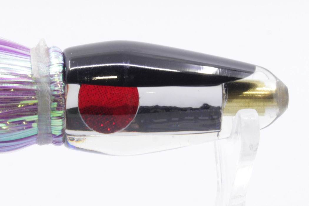 Koya Lures Mirrored Black Back Red Eyes Koya Bullet 4.5" 1.5oz Flashabou Purple/White GZE