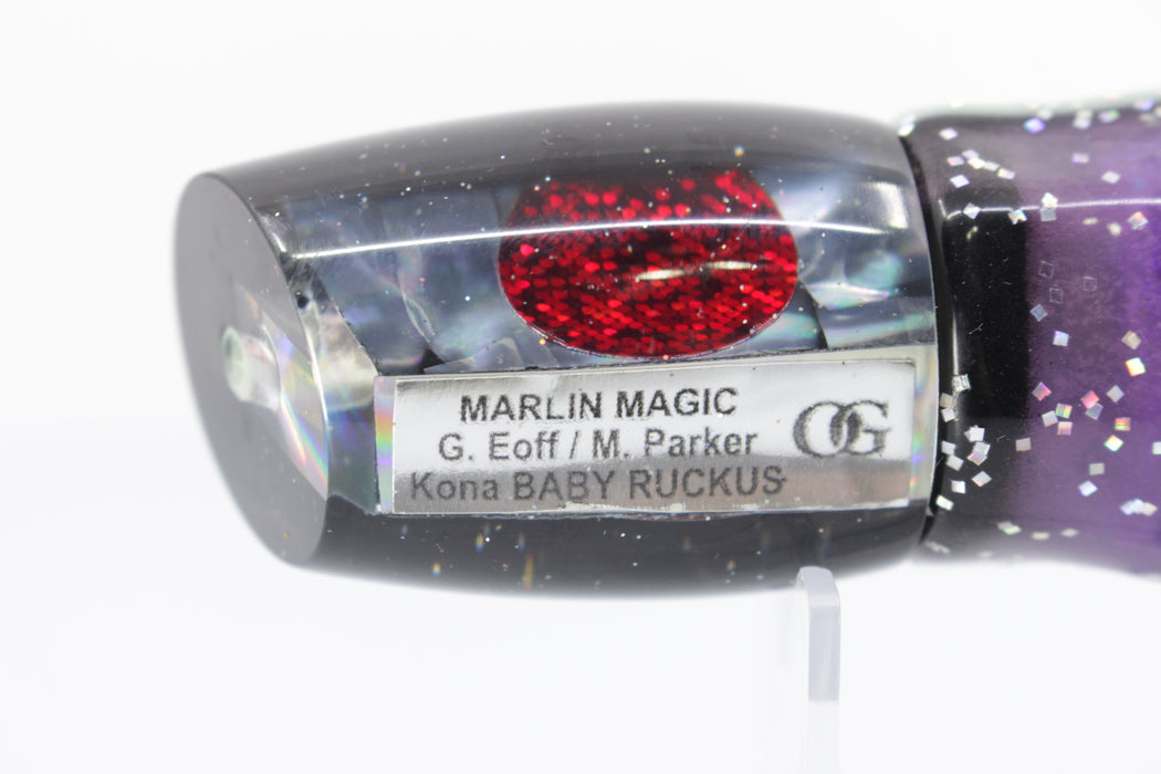 Marlin Magic Blue-Purple Abalone Black Back Red Eyes Baby Ruckus 10" 6.5oz Skirted