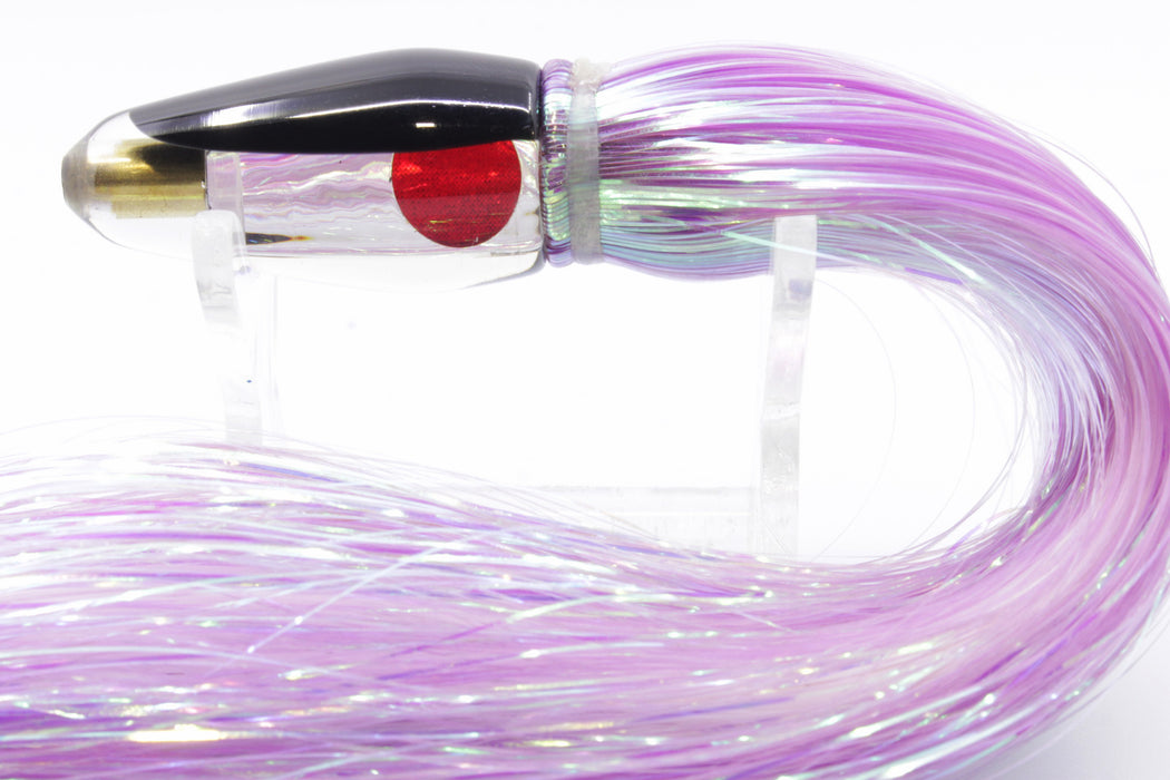 Koya Lures Mirrored Black Back Red Eyes Koya Bullet 4.5" 1.5oz Flashabou Purple/White GZE