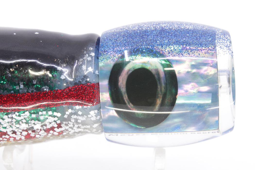 Moyes Lures Rainbow MOP Blue Glitter Back Medium Secret 10" 5oz Skirted Evil