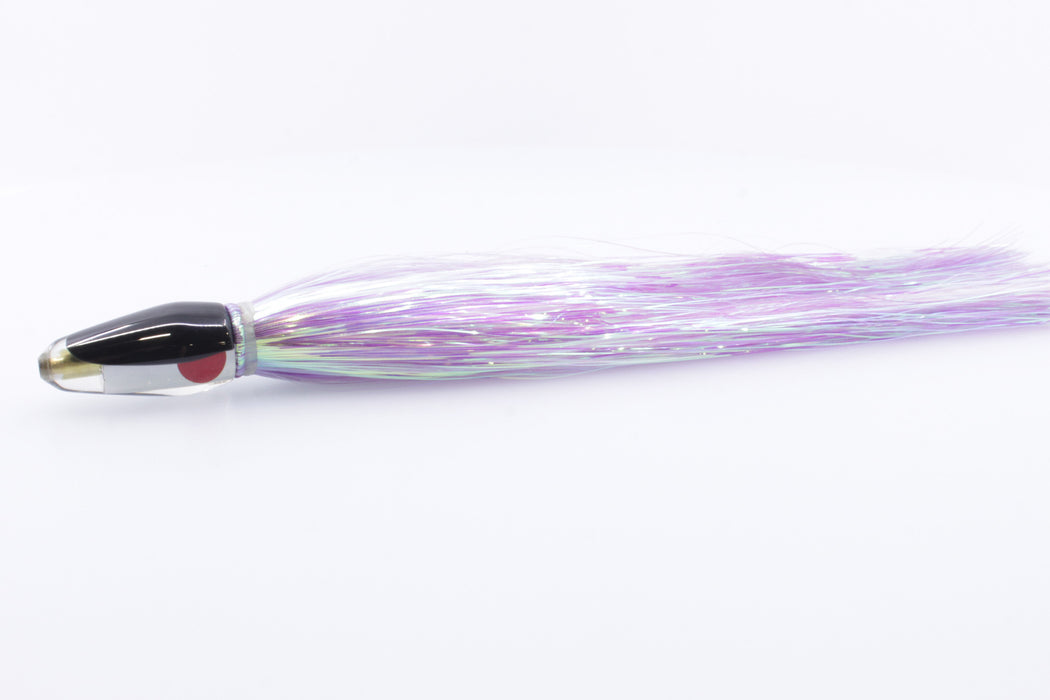 Koya Lures Mirrored Black Back Red Eyes Koya Bullet 4.5" 1.5oz Flashabou Purple/White GZE