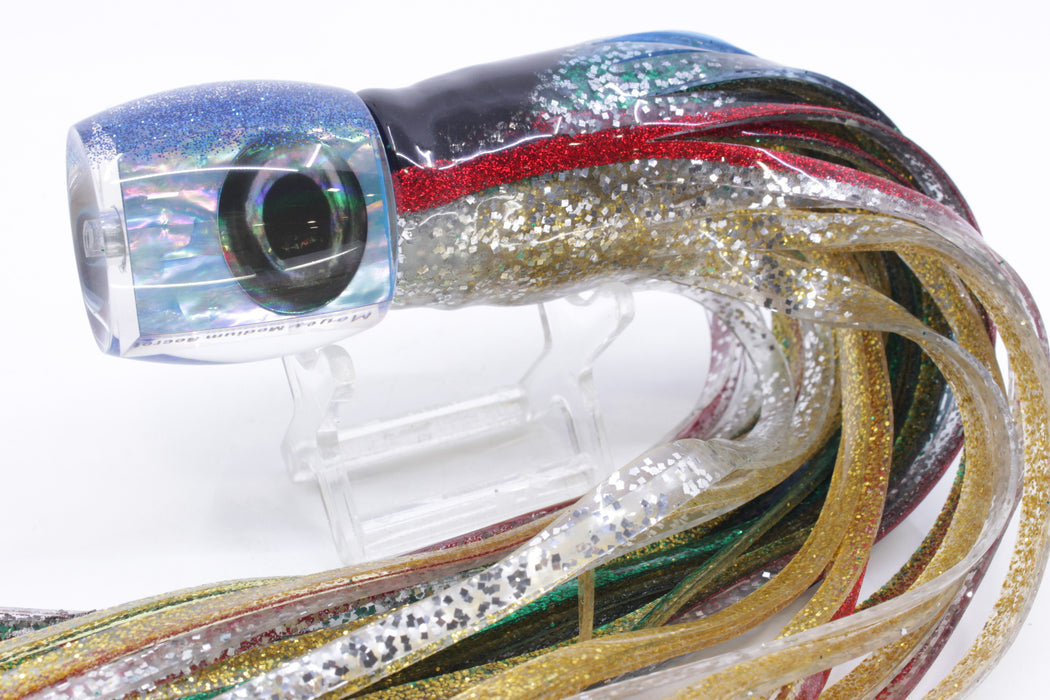 Moyes Lures Rainbow MOP Blue Glitter Back Medium Secret 10" 5oz Skirted Evil