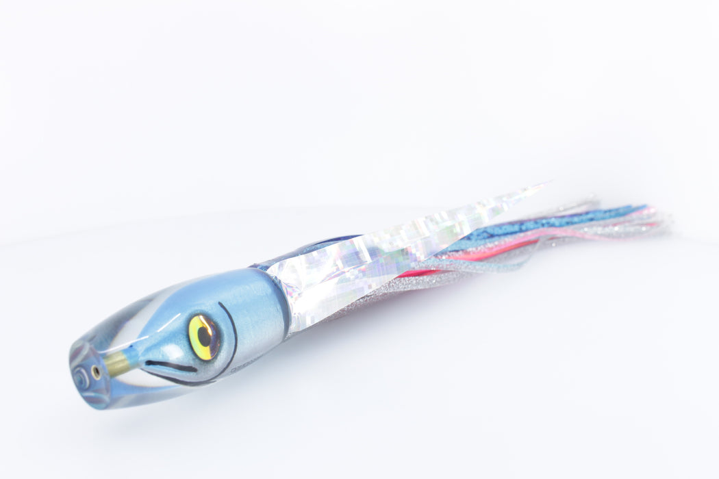 Tsutomu Lures Ice Blue-Silver Fish Head Moke Invert 9" 7oz Skirted with Wings