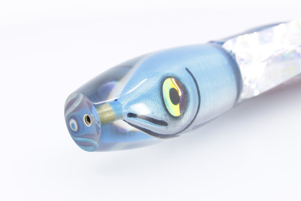 Tsutomu Lures Ice Blue-Silver Fish Head Moke Invert 9" 7oz Skirted with Wings