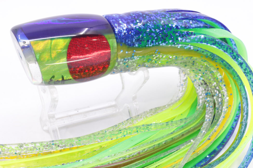 Marlin Magic Green MOP Blue Back Red Eyes Small Ruckus 9" 5oz Skirted Blue-Silver/Green