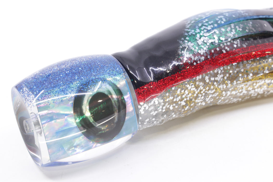 Moyes Lures Rainbow MOP Blue Glitter Back Medium Secret 10" 5oz Skirted Evil