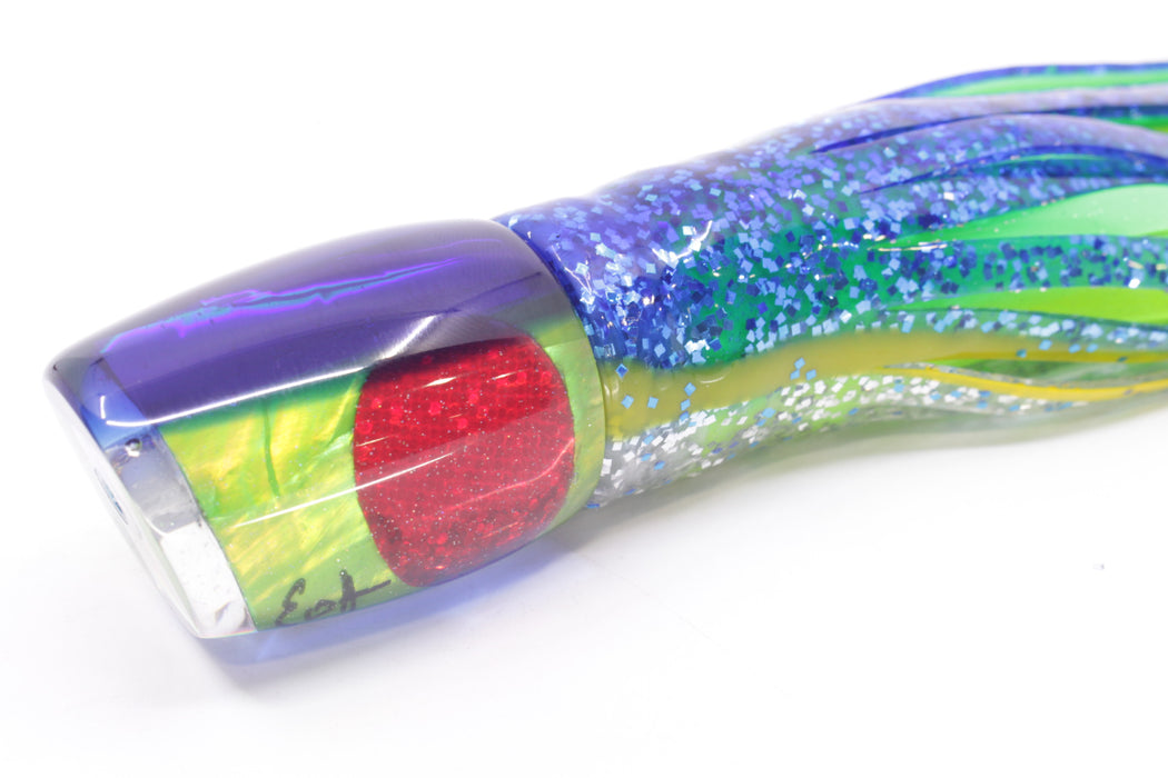 Marlin Magic Green MOP Blue Back Red Eyes Small Ruckus 9" 5oz Skirted Blue-Silver/Green