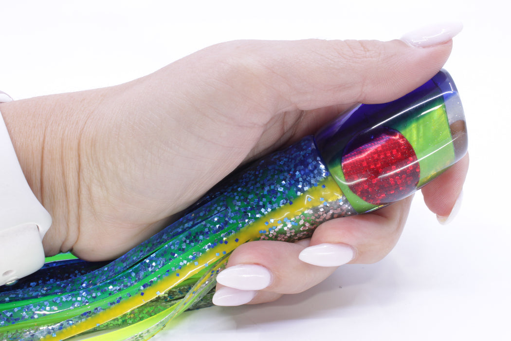 Marlin Magic Green MOP Blue Back Red Eyes Small Ruckus 9" 5oz Skirted Blue-Silver/Green