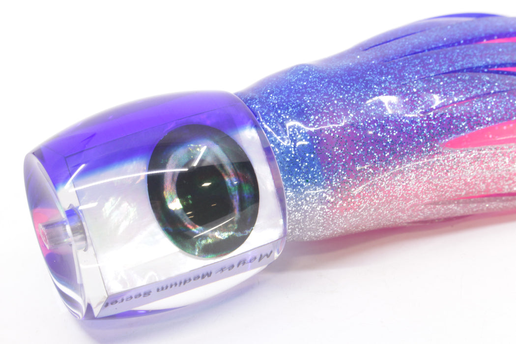 Moyes Lures White MOP Blue Back Medium Secret 10" 5oz Skirted Blue-Silver/Pink