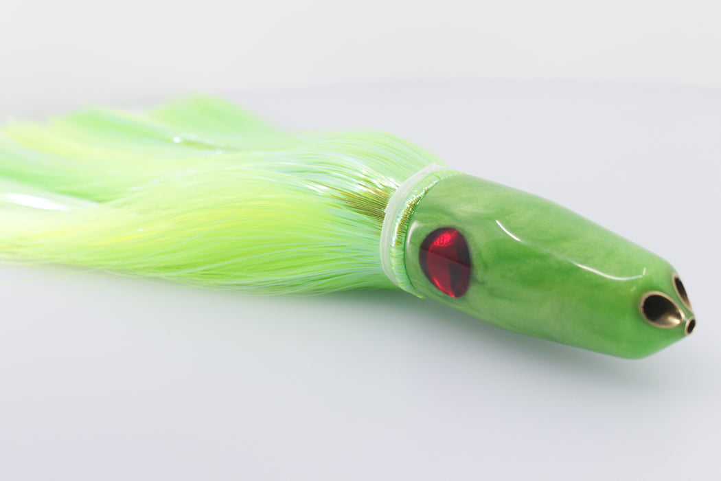 Tanigawa Lures Lime Green Pearl 2-Hole Bullet 9"+ 8.5oz Flashabou Green-Chartreuse