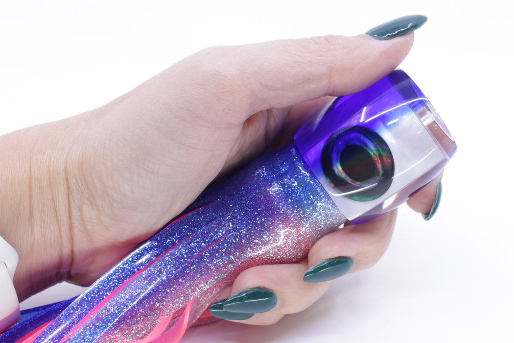 Moyes Lures White MOP Blue Back Medium Secret 10" 5oz Skirted Blue-Silver/Pink