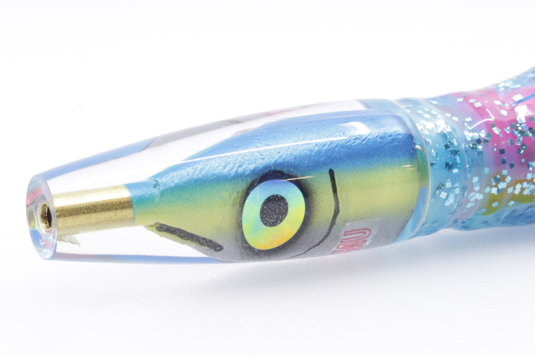 Tsutomu Lures Blue-Yellow Fish Head Poke Invert 6" 3.2oz Skirted Ice Blue