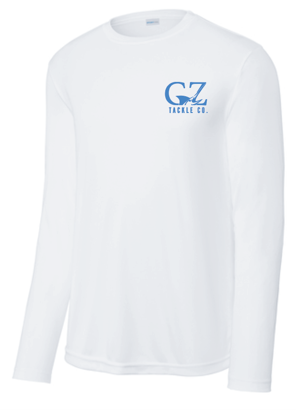 GZ Tackle Co. Carol Lynne “Tribal Marlin” AquaTek LS Performance Shirt White