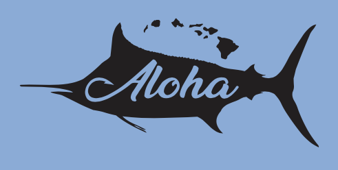 Aloha Lures “Super Ninja” LS Shirt Blue **Fits Large**