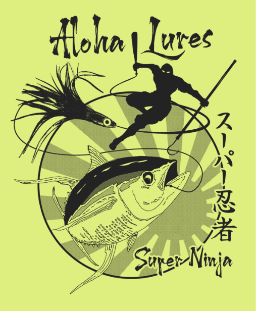 Aloha Lures “Super Ninja” LS Shirt Yellow **Large Fit**