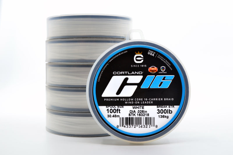 Cortland Premium Hollow Core 16-Carrier Braid Wind-On Leader 100FT
