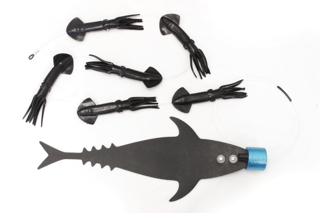 Grander Marlin Tackle Medium Blunt Cut D-Flap Teaser Squid Chain Combo Pack