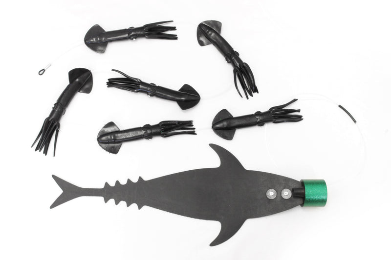 Grander Marlin Tackle Medium Blunt Cut D-Flap Teaser Squid Chain Combo Pack