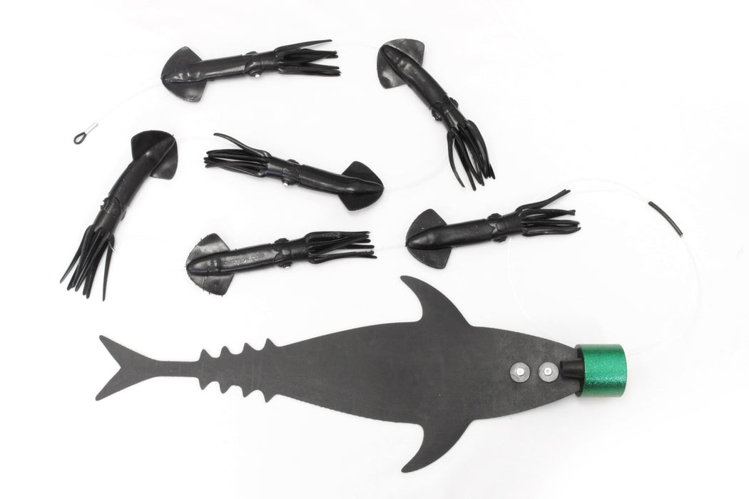 Grander Marlin Tackle Medium Blunt Cut D-Flap Teaser Squid Chain Combo Pack