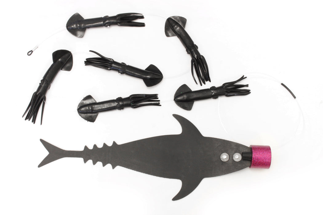 Grander Marlin Tackle Medium Blunt Cut D-Flap Teaser Squid Chain Combo Pack