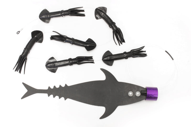 Grander Marlin Tackle Medium Blunt Cut D-Flap Teaser Squid Chain Combo Pack