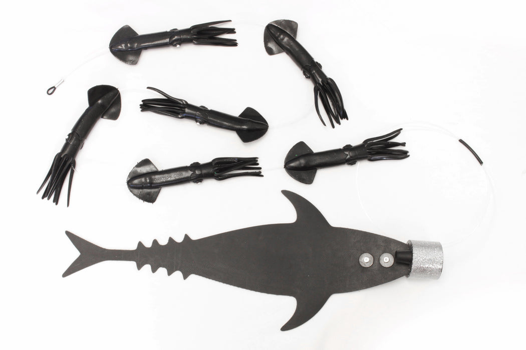 Grander Marlin Tackle Medium Blunt Cut D-Flap Teaser Squid Chain Combo Pack