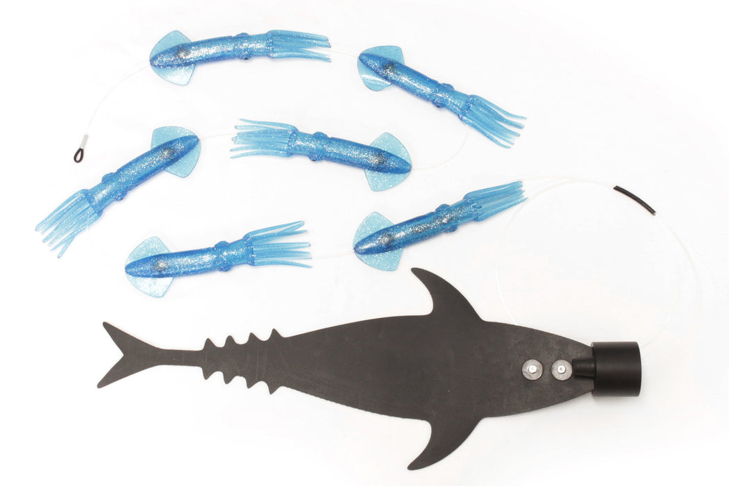 Grander Marlin Tackle Medium Blunt Cut D-Flap Teaser Squid Chain Combo Pack