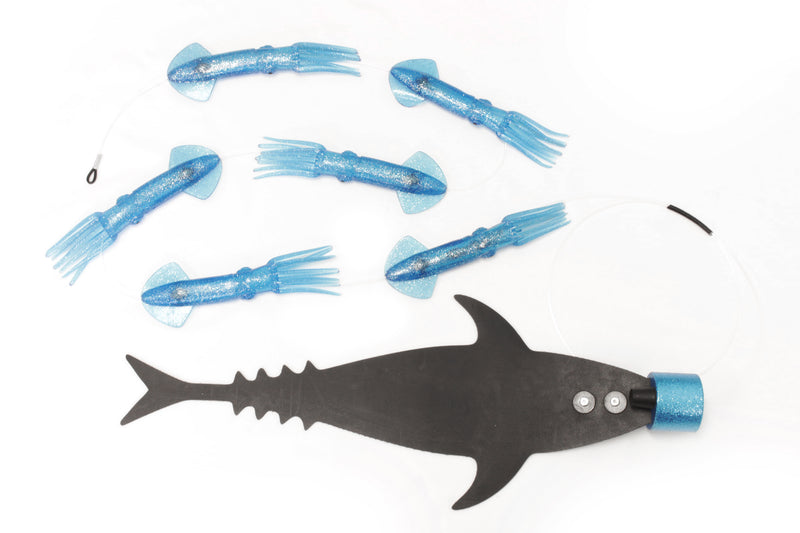Grander Marlin Tackle Medium Blunt Cut D-Flap Teaser Squid Chain Combo Pack