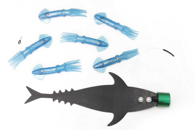 Grander Marlin Tackle Medium Blunt Cut D-Flap Teaser Squid Chain Combo Pack