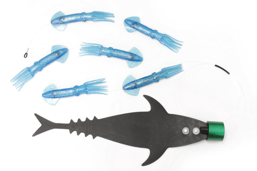 Grander Marlin Tackle Medium Blunt Cut D-Flap Teaser Squid Chain Combo Pack