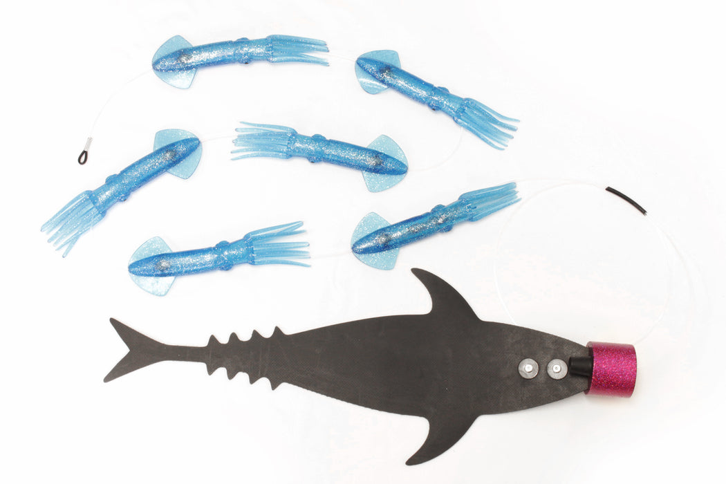 Grander Marlin Tackle Medium Blunt Cut D-Flap Teaser Squid Chain Combo Pack