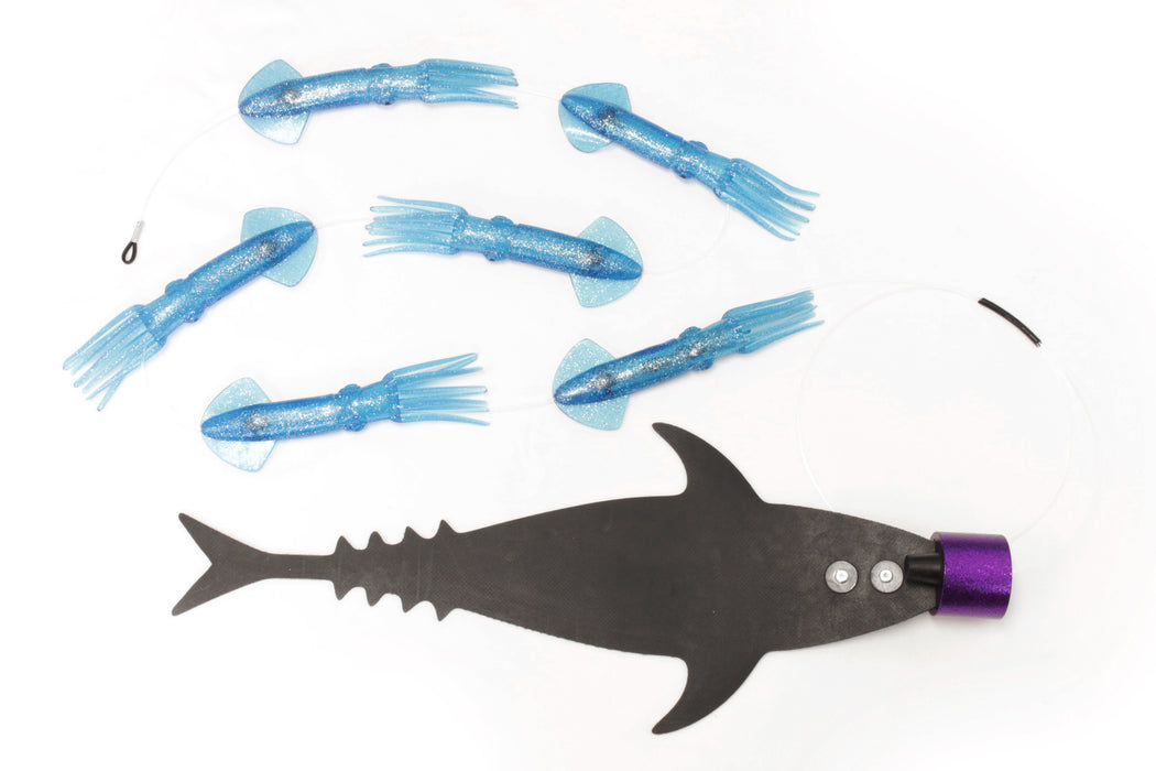 Grander Marlin Tackle Medium Blunt Cut D-Flap Teaser Squid Chain Combo Pack