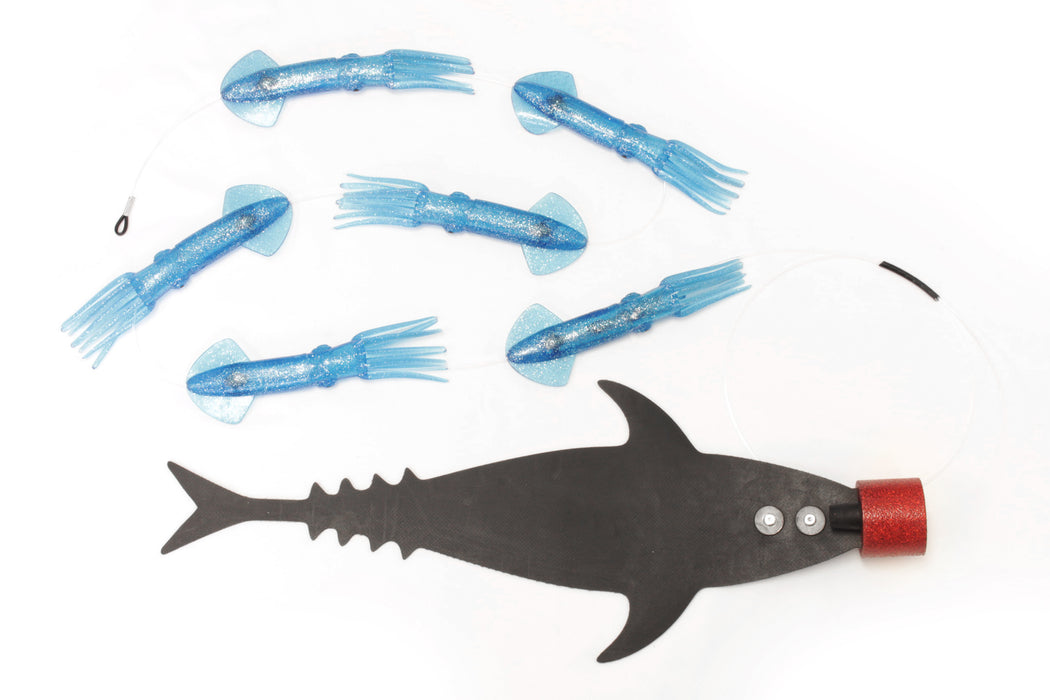 Grander Marlin Tackle Medium Blunt Cut D-Flap Teaser Squid Chain Combo Pack