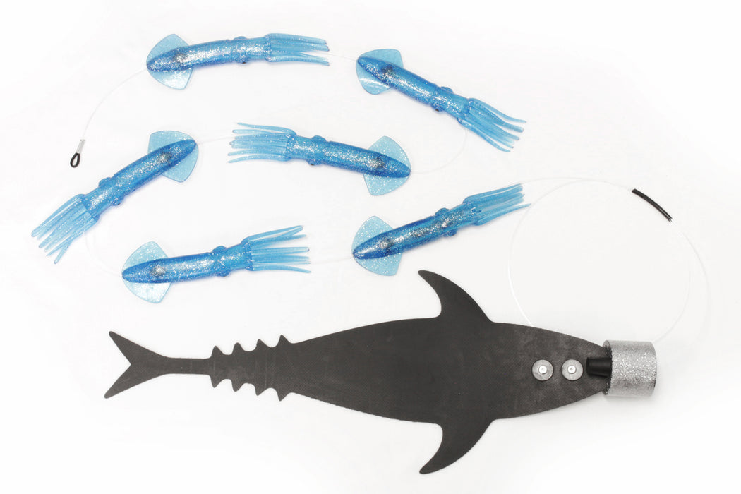 Grander Marlin Tackle Medium Blunt Cut D-Flap Teaser Squid Chain Combo Pack